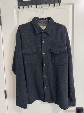 J. Crew Black Wool Snap-Front Shirt Jacket